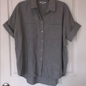 Madewell gray button up short sleeve top sz M
